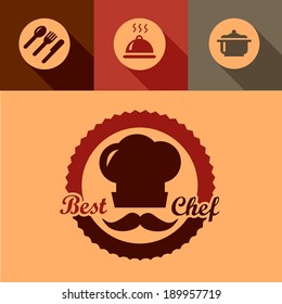Illustration of Bbest Chef Labels in Flat Design Style.