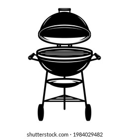 Illustration of bbq grill in monochrome style. Design element for logo, label, sign, emblem, poster. Vector illustration