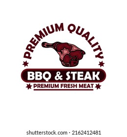 illustration of a bbq and steak design logo restaurant