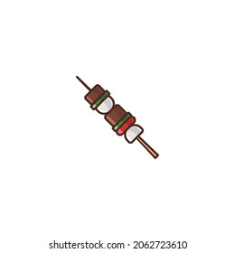 Illustration of BBQ Stick Filled Color Icon - Fast Food Icon Set Vector Illustration Design.