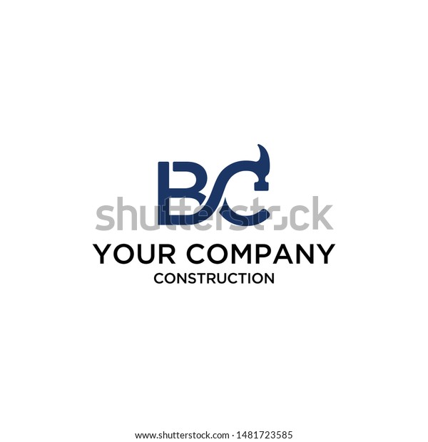 Illustration of BC sign merged together with\
hammer equipment mark logo\
design