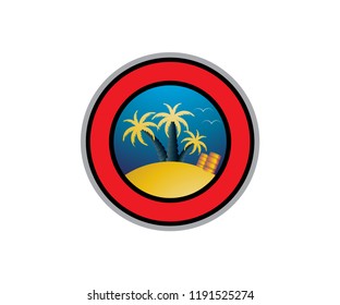illustration of the beach atmosphere vector logo