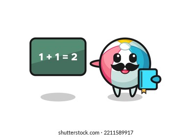 Illustration of beach ball character as a teacher , cute design
