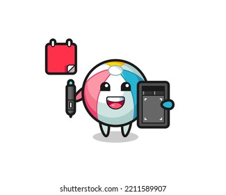 Illustration of beach ball mascot as a graphic designer , cute design