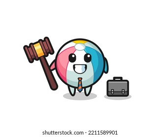 Illustration of beach ball mascot as a lawyer , cute design