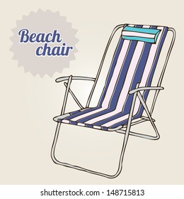 Illustration beach chair. Travel hand drawn background