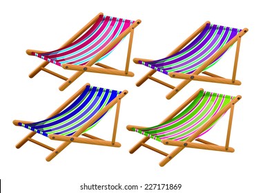 Illustration of beach chairs on white