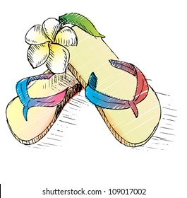 Illustration - Beach composition  - flip flops