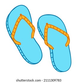 Illustration of beach flip flops. Summer image for holiday or vacation.