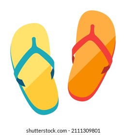 Illustration of beach flip flops. Summer image for holiday or vacation.