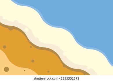 eine Illustration eines Strandes mit einer Farbverlauf-Anzeige von Strand und Wellen von oben