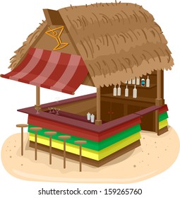 Illustration einer Beach Hut Bar für alkoholische Getränke