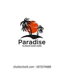 Illustration Beach Logo Design Vector Palm Stock Vector (Royalty Free ...