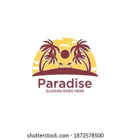 illustration of Beach logo design Vector palm tree