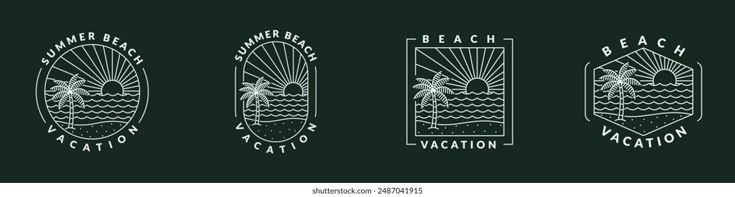 illustration of beach monoline or line art style vector