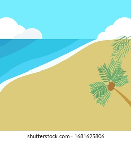 Ilustración de la playa y de la palmera