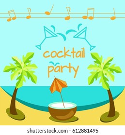illustration of a beach party