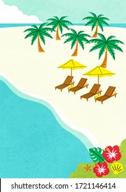 illustration of beach resort with palm tree