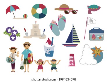 An illustration of beach resort.
Summer icon material.
A summer design material collection.