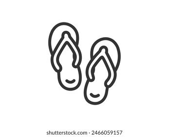 Illustration of beach sandals icon (line drawing).