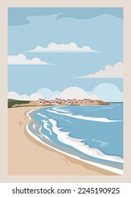 illustration of a beach scene, good to use for posters