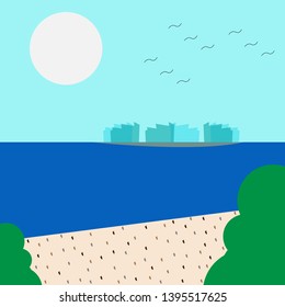 illustration of the beach and scenery