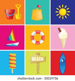 illustration of a beach or seaside holiday or vacation