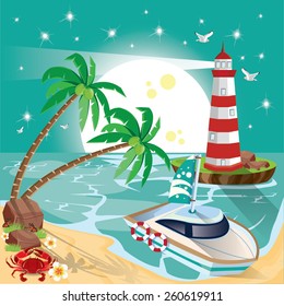 illustration. beach with the star