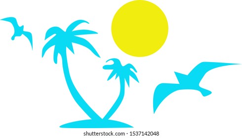 illustration of beach, sticker,tshirt print, vector illustration