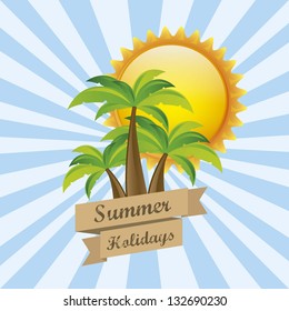 Illustration of beach. summer vacation on the beach, vector illustration