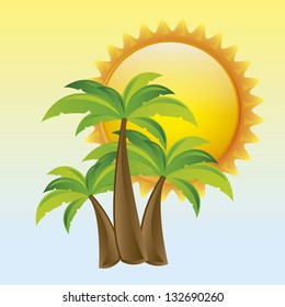 Illustration of beach. summer vacation on the beach, vector illustration