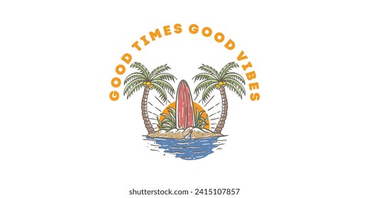 illustration beach summer vector logo icon