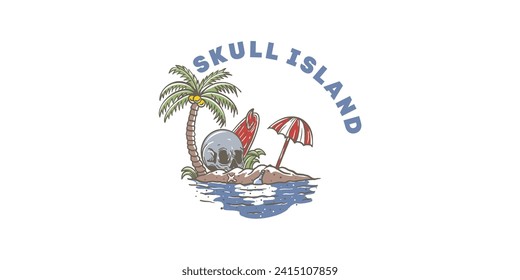 illustration beach summer vector logo icon