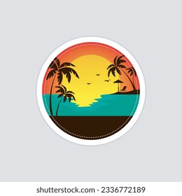 Illustration beach travel logo template.