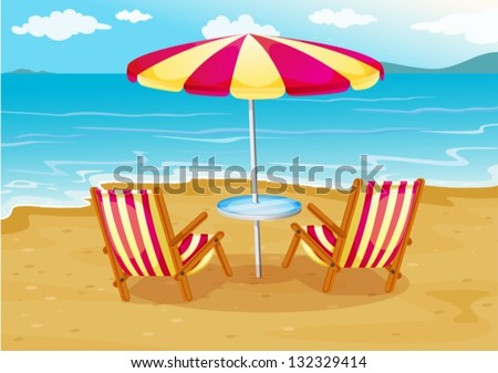 Similar – Image, Stock Photo Empty beach chair with beautiful sea view