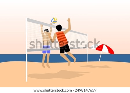 Illustration of beach volley ball activity