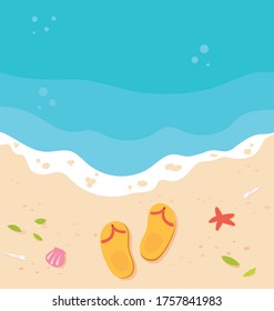 An illustration of a beach with waves coming in.