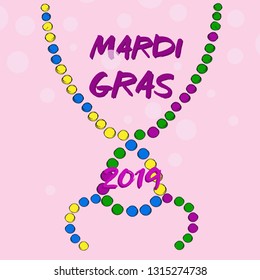 Illustration of beads on pink background Mardi Gras abstract print vector