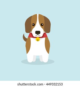 Illustration of Beagle dog.Vector illustration flat style.