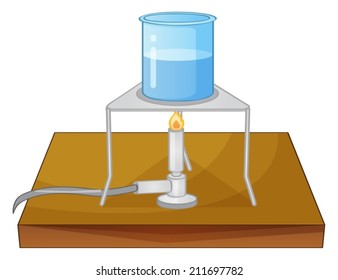 Illustration of a beaker and a burner