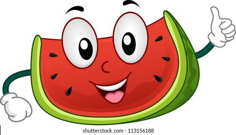Illustration of a Beaming Watermelon Giving a Thumbs Up