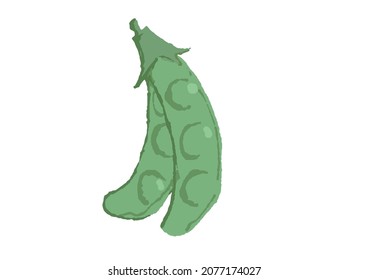 Ilustración de vainas de frijol con un toque áspero y cálido