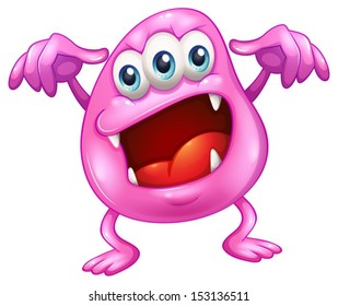Illustration of a beanie monster in horror on a white background
