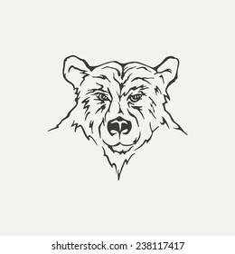 illustration of bear. Black and white style