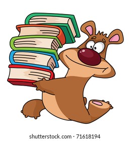 illustration of a bear and books