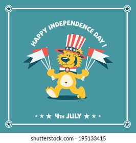 illustration of bear celebrates Independence Day