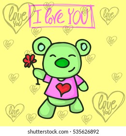 Illustration of bear character valentine