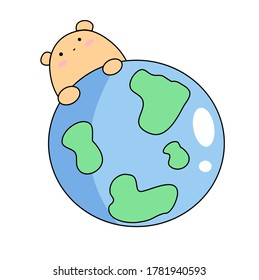 Illustration of bear with earth
