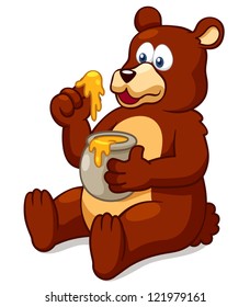 Illustration of Bear eating honey vector