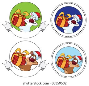 illustration of a bear and gift box banner